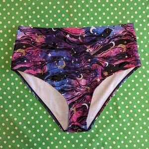 Galaxy Print High-Waisted Bikini Bottoms
